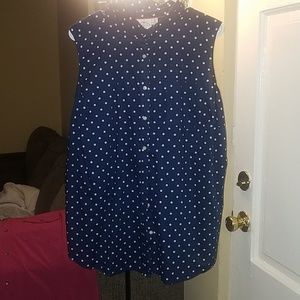 Blue and White Polka Dot Shirt